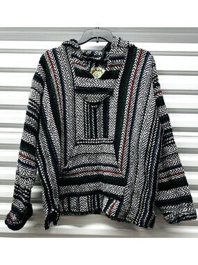 Baja Joe Hoodie XXXL Mexican Baja Drug Rug Pullover Mens Shirt Striped Mexico